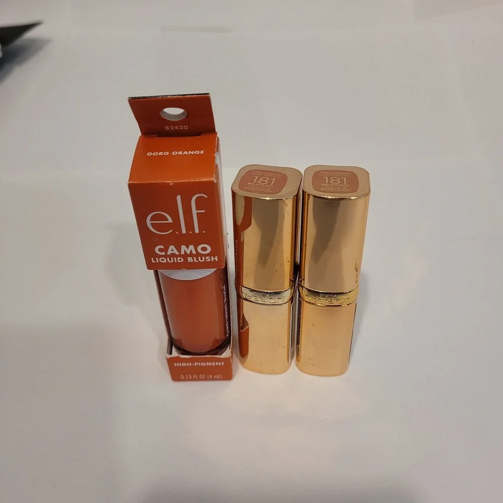 ELF Camo Liquid Blush Gorg Orange & 2 L'Oreal Colour Riche 181 Nu Intense Bundle